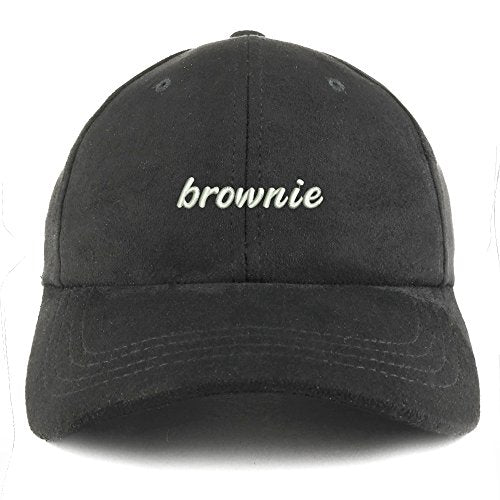 Trendy Apparel Shop Brownie Embroidered Faux Suede Leather Adjustable Cap
