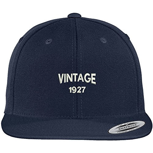 Trendy Apparel Shop Small Vintage 1927 Embroidered 92nd Birthday Flat Bill Snapback Baseball Cap
