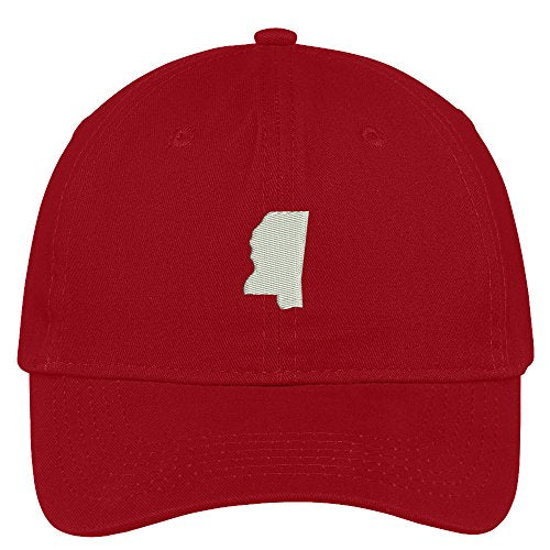 Trendy Apparel Shop Mississippi State Map Embroidered Low Profile Soft Cotton Brushed Baseball Cap