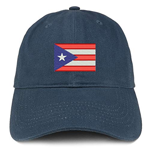 Trendy Apparel Shop Puerto Rico Flag Embroidered Soft Crown 100% Brushed Cotton Cap