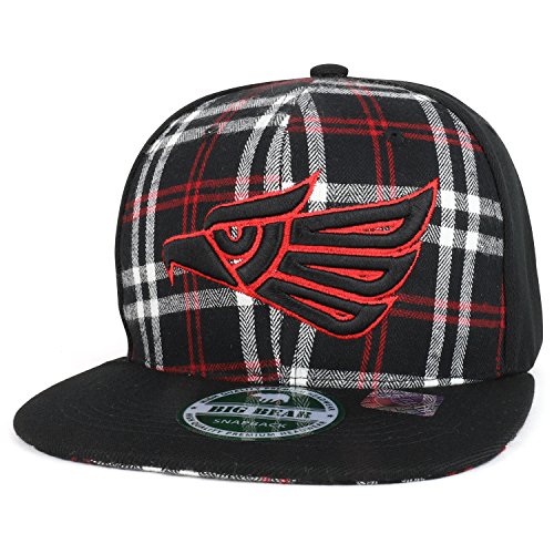 Trendy Apparel Shop Hecho En Mexico Eagle 3D Embroidered Check Plaid Snapback Cap