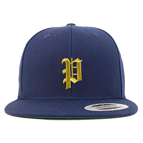 Trendy Apparel Shop Old English Gold P Embroidered Snapback Flatbill Baseball Cap