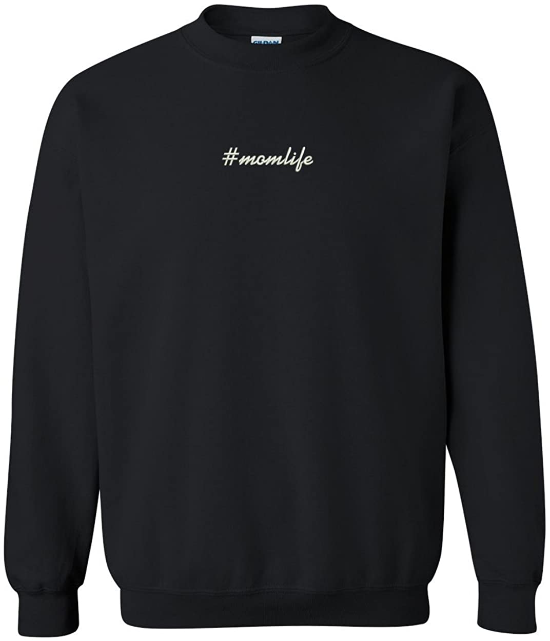 Trendy Apparel Shop Hashtag #Momlife Embroidered Crewneck Sweatshirt