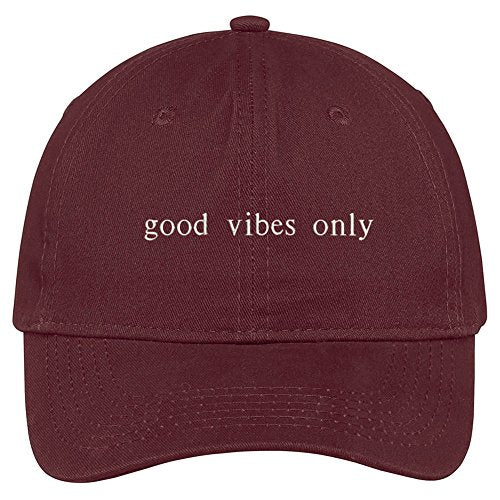 Trendy Apparel Shop Good Vibes Only Embroidered 100% Cotton Adjustable Cap