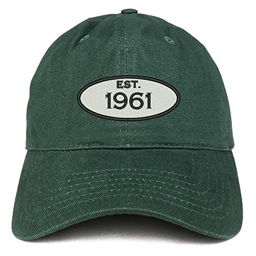 Trendy Apparel Shop 60th Birthday Established 1961 Soft Crown Brushed Cotton Cap