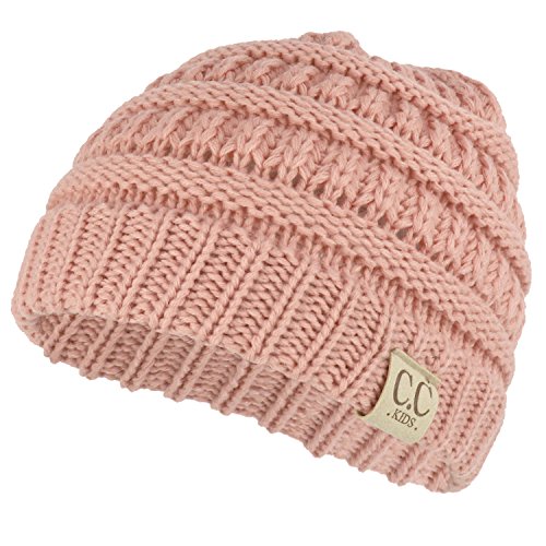 Trendy Apparel Shop Kid's Crochet Knit Winter Short Beanie Hat