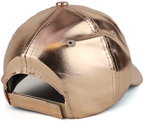 Trendy Apparel Shop Plain Metallic Structured Crown Adjustable PU Baseball Cap - Rose Gold
