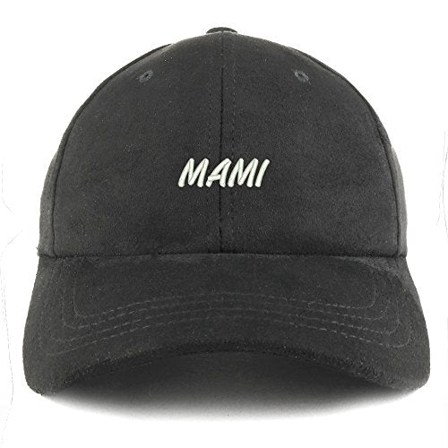 Trendy Apparel Shop Mami Embroidered Faux Suede Leather Adjustable Cap