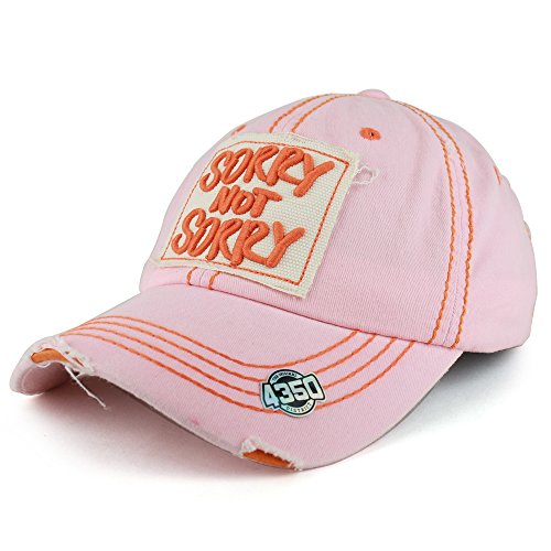 Trendy Apparel Shop Sorry Not Sorry Patch Embroidered Frayed Vintage Unstructured Baseball Cap
