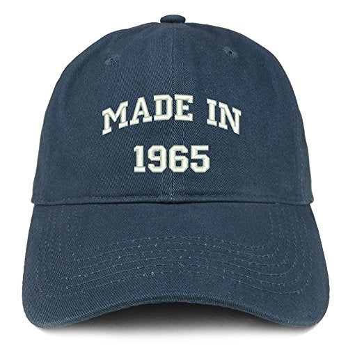 Trendy Apparel Shop Made in 1965 Text Embroidered 56th Birthday Brushed Cotton Cap