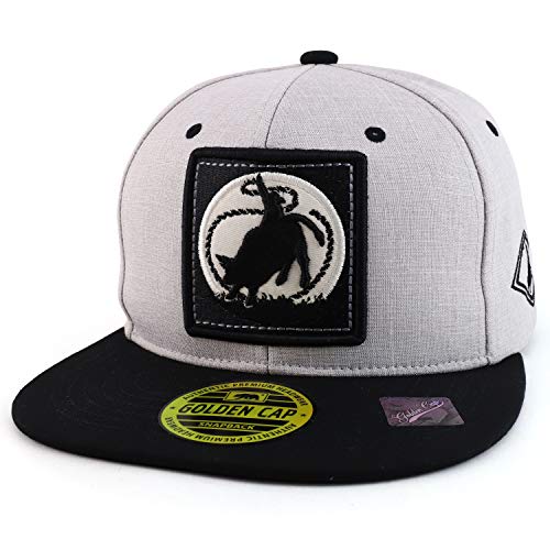 Trendy Apparel Shop Rodeo Patch Two Tone Flatbill Snapback Baseball Cap