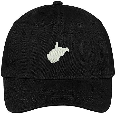 Trendy Apparel Shop West Virginia State Map Embroidered Low Profile Soft Cotton Brushed Baseball Cap