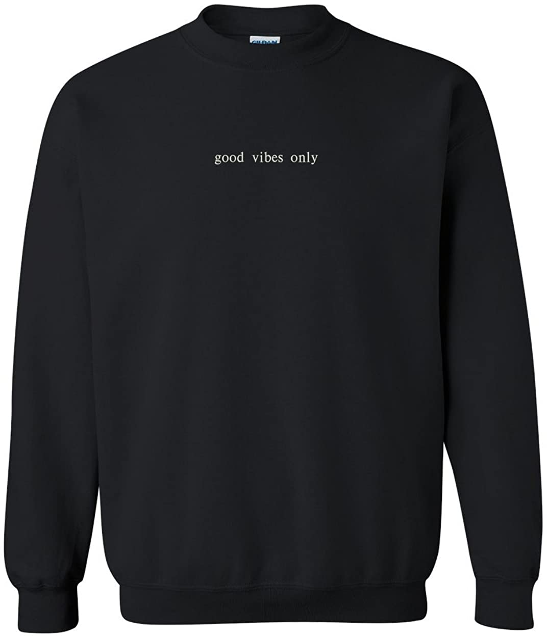 Trendy Apparel Shop Good Vibes Only Embroidered Crewneck Sweatshirt
