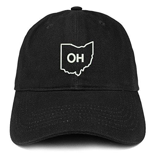 Trendy Apparel Shop OH Text State Outline State Embroidered Cotton Dad Hat