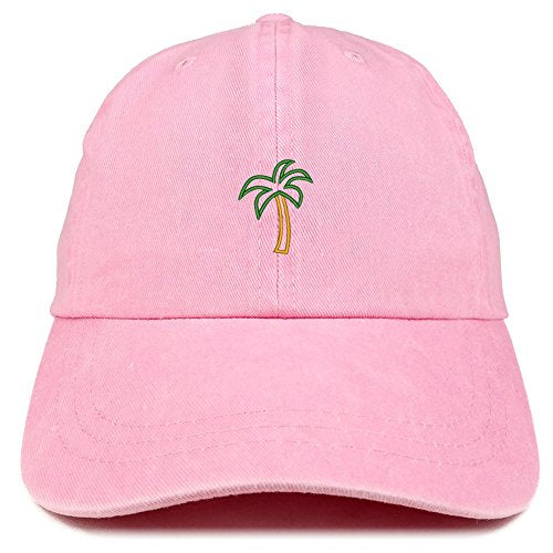 Trendy Apparel Shop Palm Tree Embroidered Washed Cotton Adjustable Cap