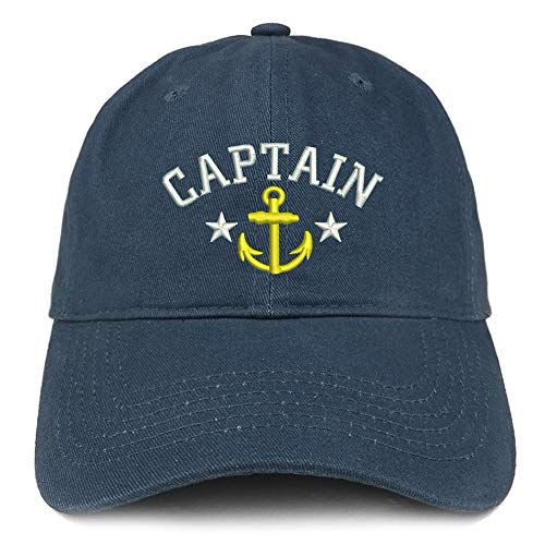 Trendy Apparel Shop Captain Embroidered Soft Crown 100% Brushed Cotton Cap
