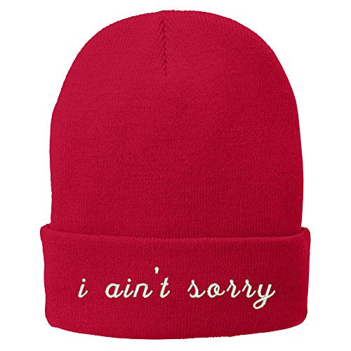 Trendy Apparel Shop Ain't Sorry Embroidered Winter Cuff Long Beanie