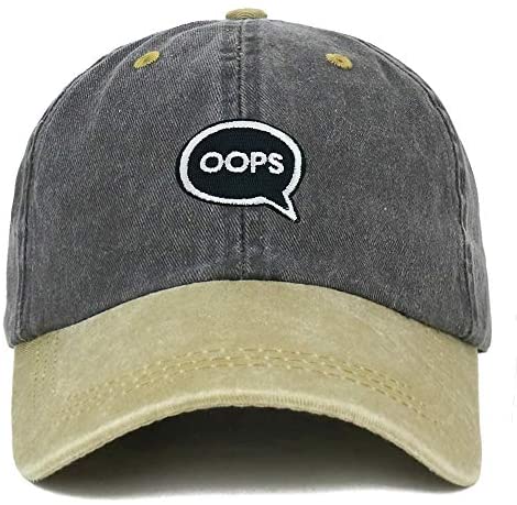 Trendy Apparel Shop Oops Patch Pigment Dyed Washed Two Tone Baseball Cap