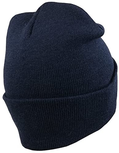 Trendy Apparel Shop United States Navy Military Emblem Embroidered Long Cuff Beanie - Navy