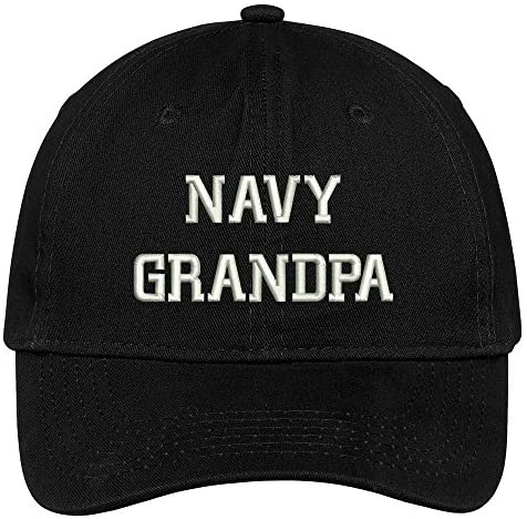 Trendy Apparel Shop Navy Grandpa Embroidered Soft Crown 100% Brushed Cotton Cap