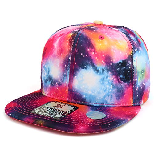 Trendy Apparel Shop Galaxy Space Printed Flatbill Snapback Baseball Cap