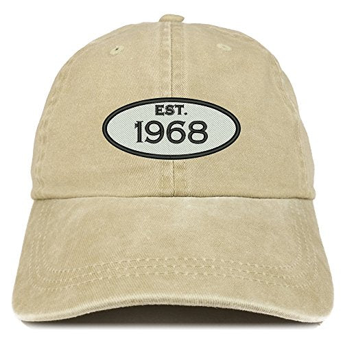 Trendy Apparel Shop Established 1968 Embroidered 53rd Birthday Gift Pigment Dyed Washed Cotton Cap