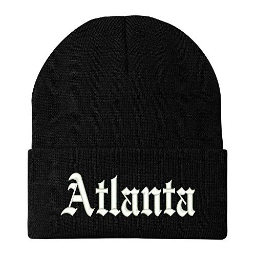 Trendy Apparel Shop Old English Font Atlanta City Embroidered Winter Long Cuff Beanie