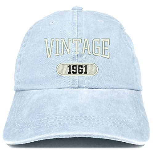 Trendy Apparel Shop 60th Birthday Vintage 1961 Washed Cotton Adjustable Cap