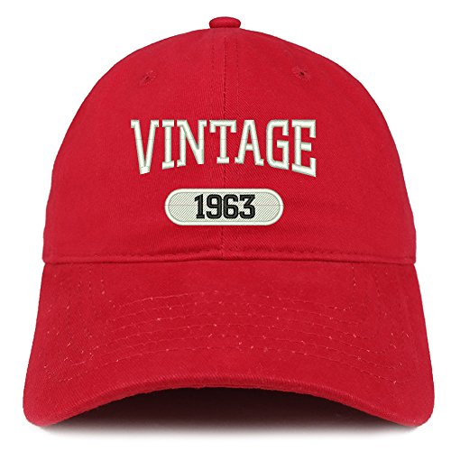 Trendy Apparel Shop Vintage 1963 Embroidered  Birthday Relaxed Fitting Cotton Cap