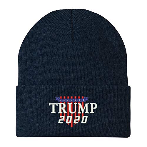 Trendy Apparel Shop Trump 2020 Shield Embroidered Winter Knitted Long Beanie