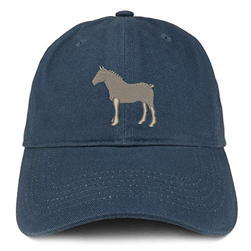 Trendy Apparel Shop Small Draft Horse Embroidered Soft Crown 100% Brushed Cotton Cap