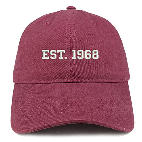 Trendy Apparel Shop EST 1968 Embroidered - 53rd Birthday Gift Soft Cotton Baseball Cap