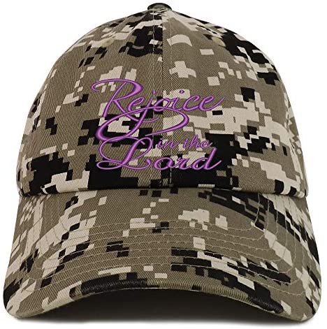Trendy Apparel Shop Rejoice in The Lord Embroidered Soft Crown 100% Brushed Cotton Cap