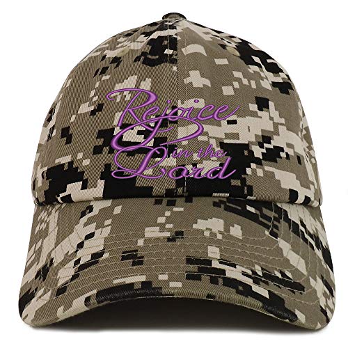 Trendy Apparel Shop Rejoice in The Lord Embroidered Soft Crown 100% Brushed Cotton Cap