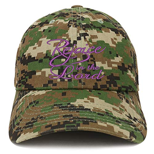 Trendy Apparel Shop Rejoice in The Lord Embroidered Soft Crown 100% Brushed Cotton Cap