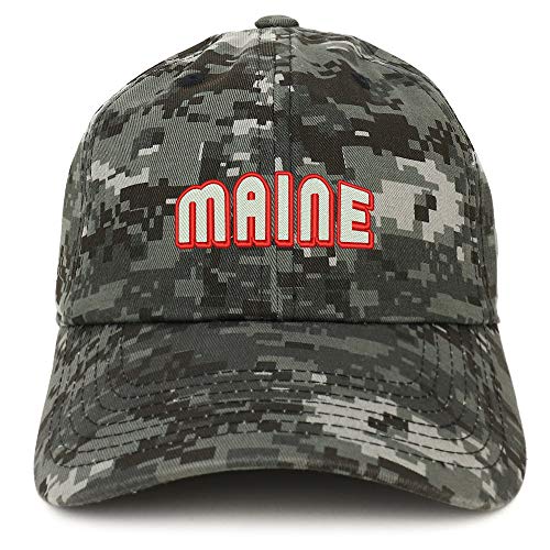 Trendy Apparel Shop Maine Bold Text Embroidered Soft Crown 100% Brushed Cotton Cap