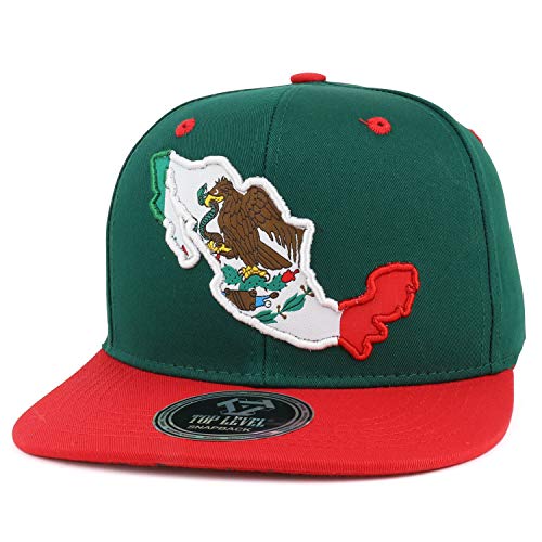 Trendy Apparel Shop Mexico Map Flag Outline Embroidered Flatbill Snapback Cap