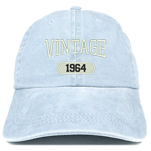 Trendy Apparel Shop Vintage 1964 Embroidered Birthday Soft Crown Washed Cotton Cap