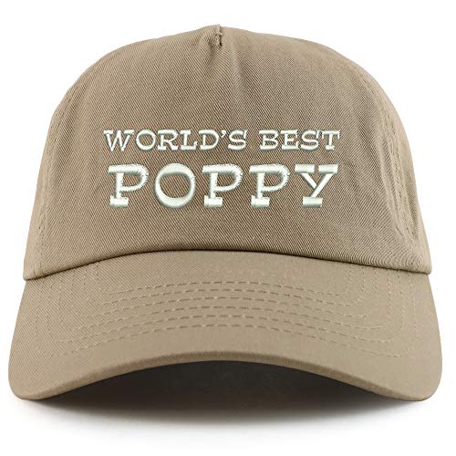 Trendy Apparel Shop World's Best Poppy Embroidered 5 Panel Unstructured Soft Crown Baseball Cap