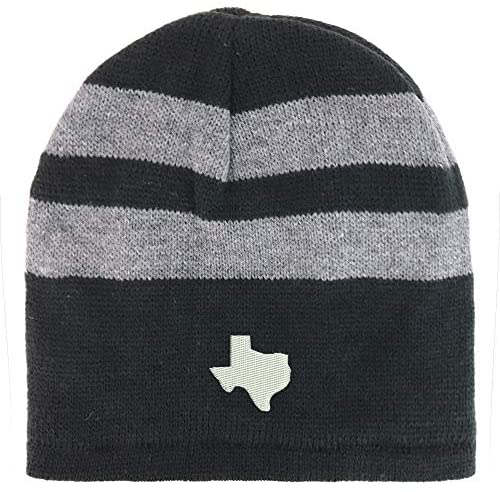Trendy Apparel Shop Texas State Embroidered Fleece Lined Striped Short Beanie