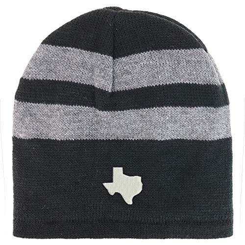 Trendy Apparel Shop Texas State Embroidered Fleece Lined Striped Short Beanie