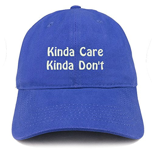 Trendy Apparel Shop Kinda Care Kinda Don't Embroidered Low Profile Brushed Cotton Cap