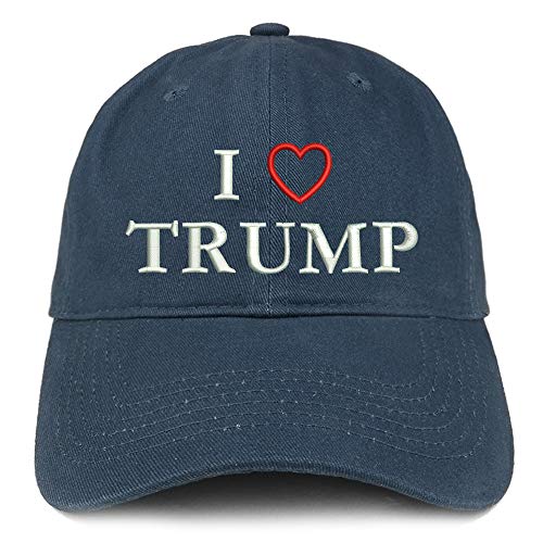 Trendy Apparel Shop I Love Heart Trump Embroidered Soft Crown 100% Brushed Cotton Cap