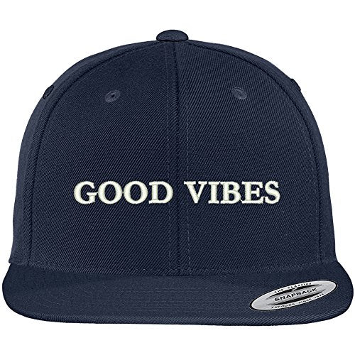 Trendy Apparel Shop Good Vibes Embroidered Flat Bill Snapback Adjustable Cap