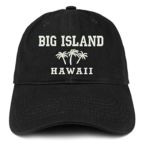 Trendy Apparel Shop Big Island Hawaii and Palm Tree Embroidered Brushed Cap