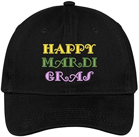 Trendy Apparel Shop Happy Mardi Gras Embroidered Low Profile Cotton Cap Dad Hat