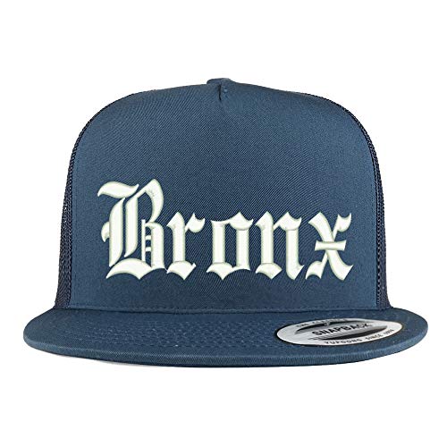 Trendy Apparel Shop Old English Font Bronx City Embroidered 5 Panel Mesh Cap
