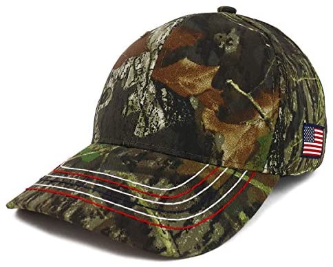 Trendy Apparel Shop Mossy Oak USA Flag Side Embroidered Hunting Baseball Cap - Mos