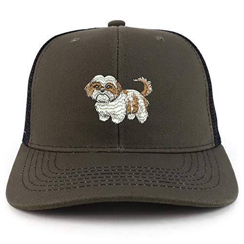 Trendy Apparel Shop Shih Tzu Two Two Tone Mesh Back Trucker Baseball Cap