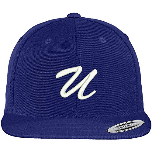 Trendy Apparel Shop Letter U Brushed Script Embroidered Flat Bill Snapback Baseball Cap